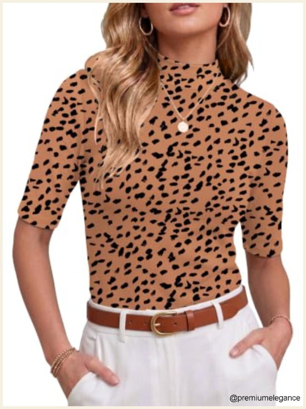 Ribbed Knit Slim Fit Mock Neck Short Sleeve T-Shirt - 60% Cotton Stretchable